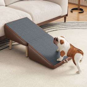 (UPGRADED) Dog Stairs for Small Dogs and Cats, Dog Ramp for Couch and Bed, Foldable 2-in-1 Wooden Pet Steps for Puppy, Split Ottoman Design (BROW